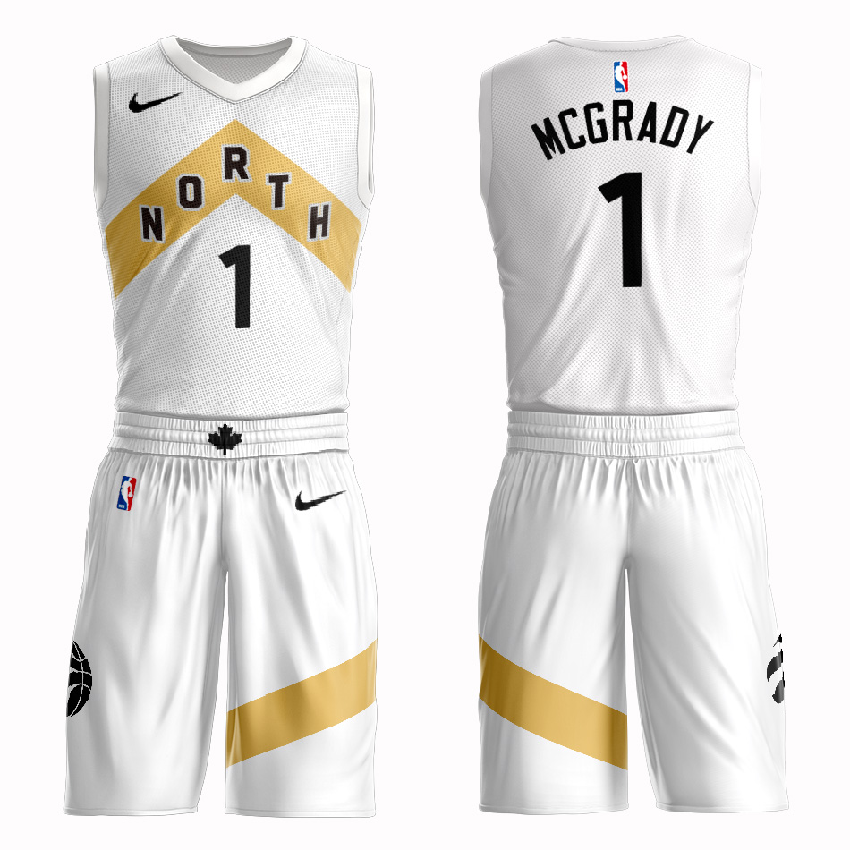 Customized 2019 Men Toronto Raptors #1 Mcgrady white NBA Nike jersey